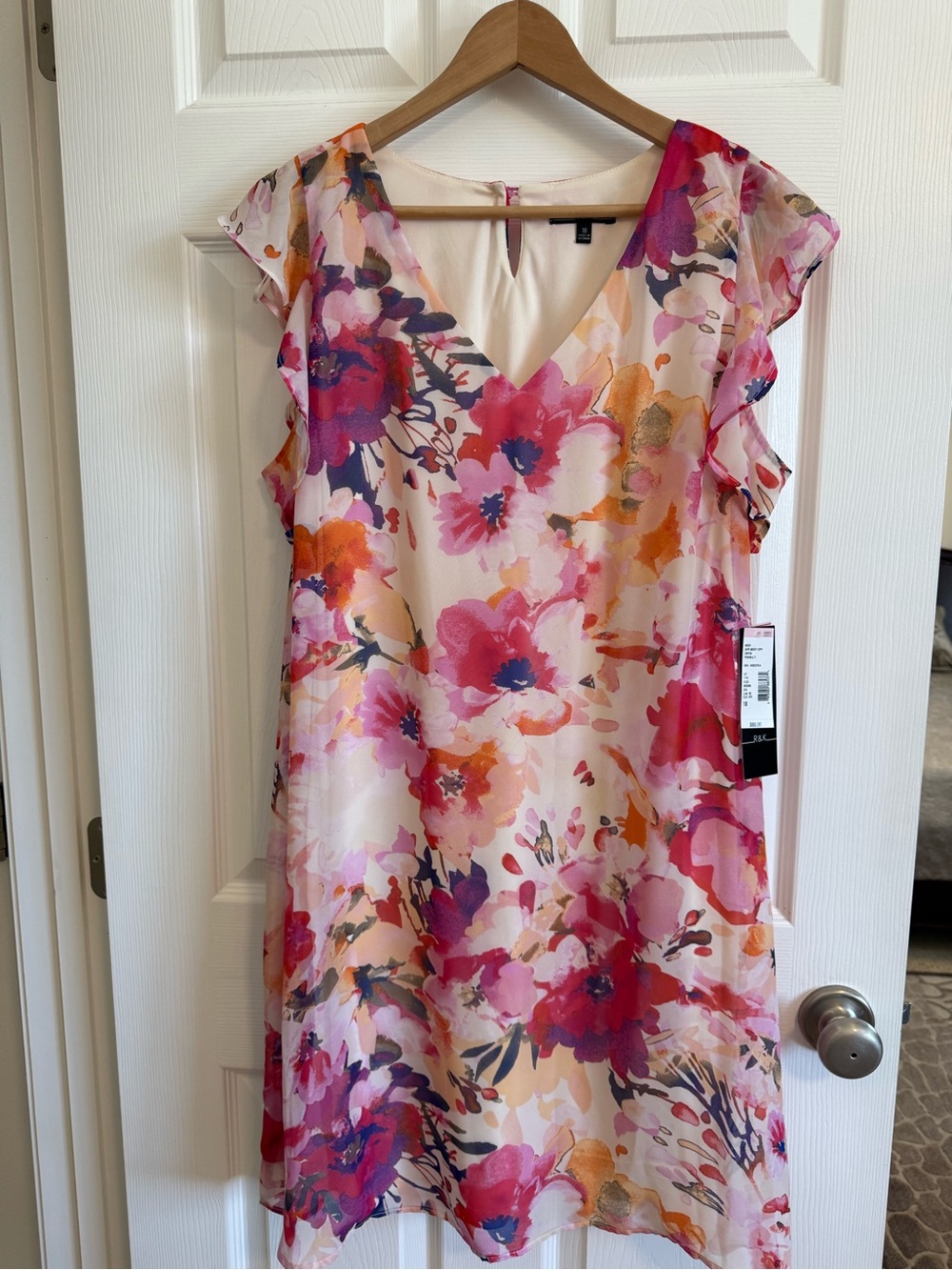 R&K Pink Multi Floral V-Neck Midi Dress